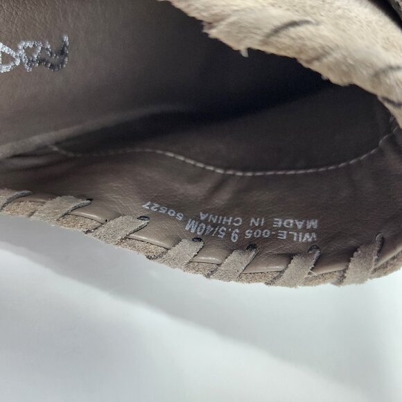 New Dirty Laundry Womens 9.5 Waltz Gray Taupe Suede Slip On Mules Western Buckle - Picture 10 of 15